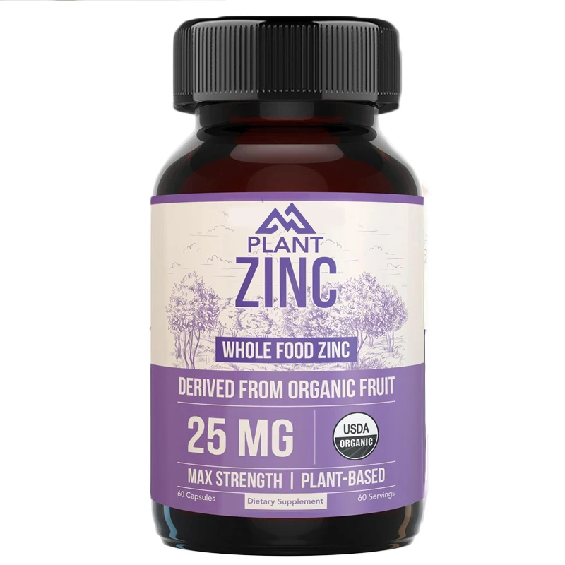 

Organic Zinc Supplement 25mg Water Extract, Vegetarian, Non GMO - Essential Minerals, Antioxidants, Immunity, Skin -60 Capsules