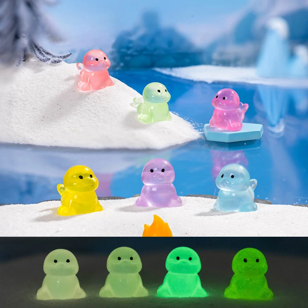 10/20/50pcs Home Resin Mini Cartoon Sea Lion Luminous Animal Micro Landscape Decoration Fairy Garden Decoration Small Ornaments