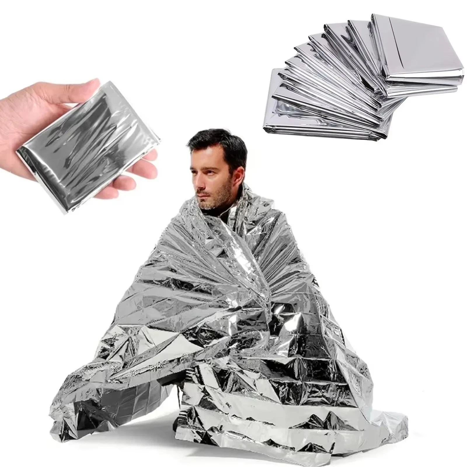 Emergency Mylar Blanket - 緊急用マイラーサーマルブランケット 51.18インチ x 82.68インチ 防水体温保持フォイルブランケット 救急キット用