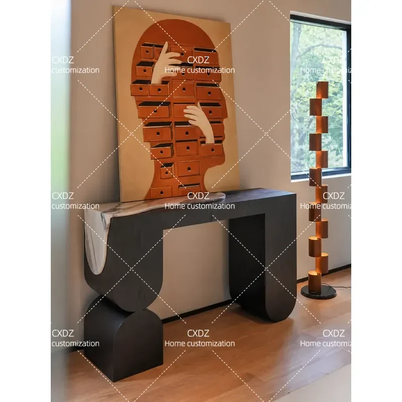 Quiet wind marble entrance table designer high-end villa Italian simplicity