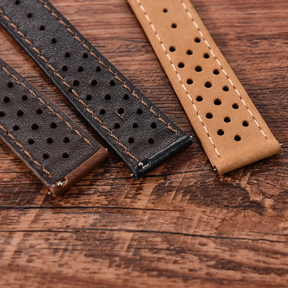 Atmungsaktives Leder-Uhrenarmband für Omega für Seiko Uhrenarmband 18 mm 20 mm 22 mm Lederarmband Schnellverschluss-Ersatzgürtel