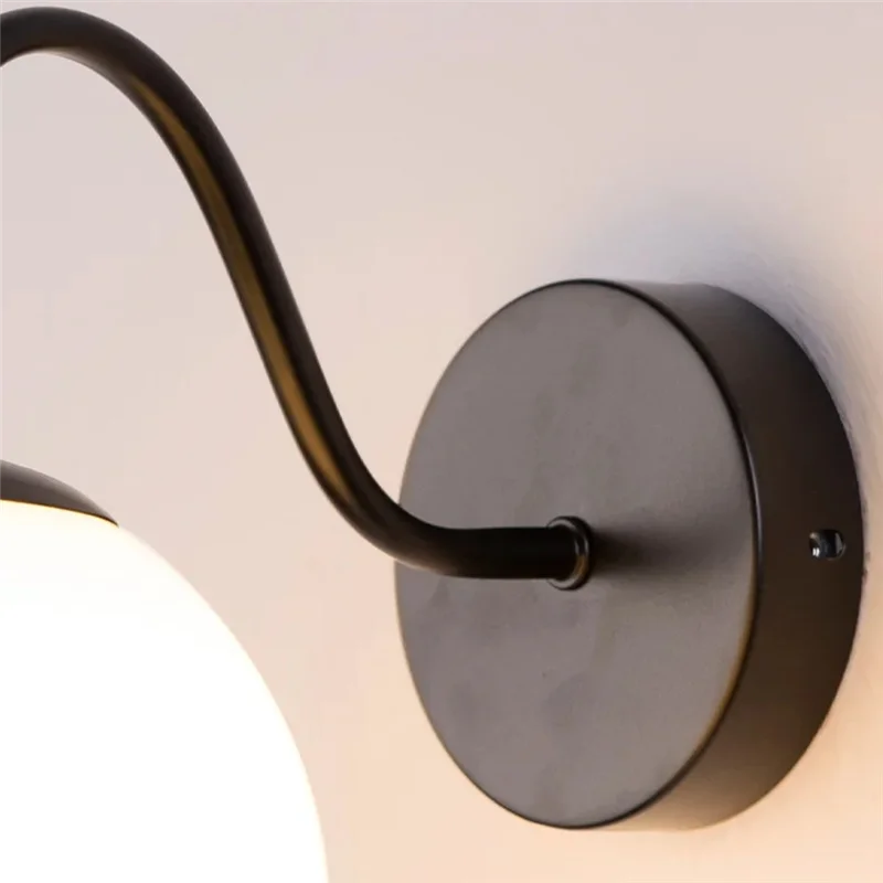 

A27F-Modern Wall Lamp Milk White Globe Glass Sconce Fixture For Bedroom For Bathroom Kitchen Living Room Vanity Hallway
