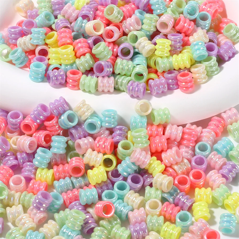 100-300 Stück 9mm Acrylperlen in verschiedenen Farben, große Lochperlen, Abstandshalterperlen zum Basteln von Armbändern, Halsketten und Schmuck. – Detail 5