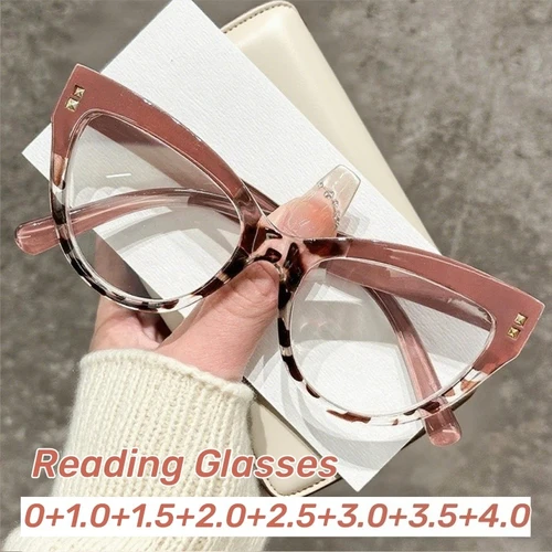 Imagen 2 del producto Gafas de lectura de gran tamaño a la moda para mujer, gafas Unisex de diseño lujoso para presbicia más dioptrías, gafas Unisex de ojo de gato Vintage