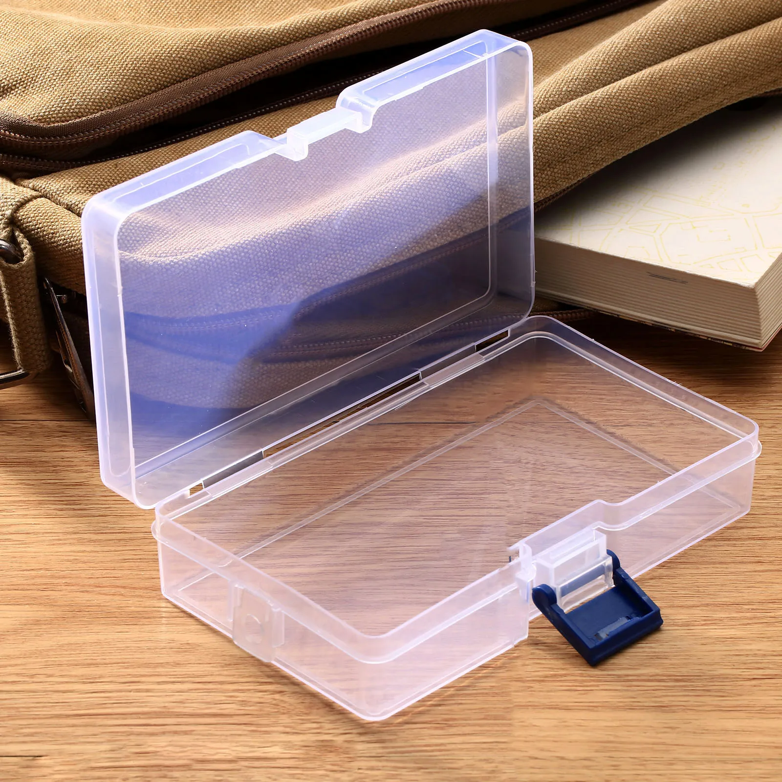 1pc Clear Plastic Storage Box Lock Case for Cosmetics Jewelry Collection Cassette Cover Home Storage Organization  145*85*35mm