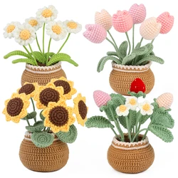 KRABALL Crochet Flower Kit for Beginners With Instruction Knitting Yarn Thread Hook Needles Easy Knit Accessories Set DIY Craft