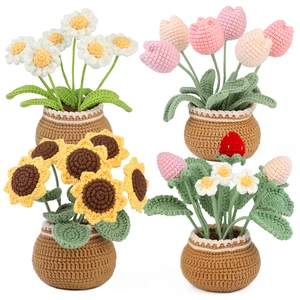 طقم زهرة الكروشيه للمبتدئين من KRABALL، خيوط الحياكة، إبر الخطاف، مجموعة ملحقات متماسكة سهلة، الحرف اليدوية أعلى 10 مبيعات زهور الكروشيه - رقم 2