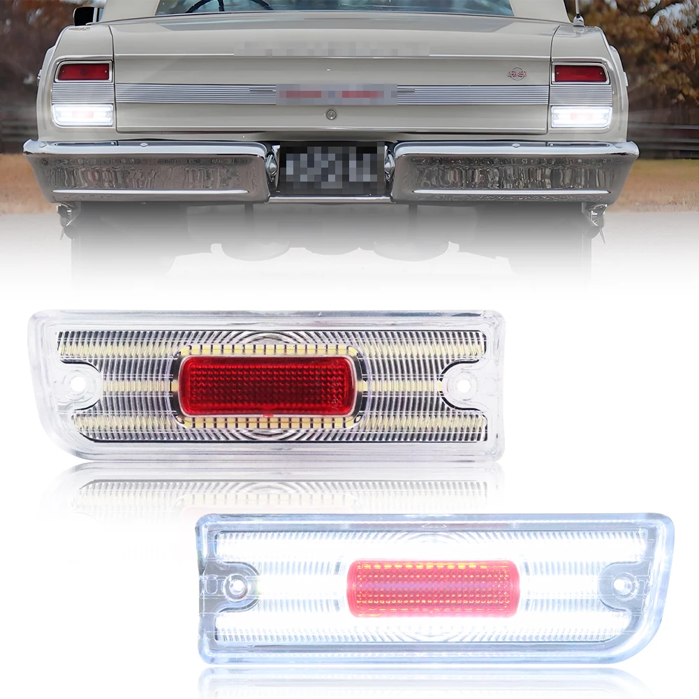 

2Pcs Rear Backup Light Reverse Light Tail Light Brake Light Reflector Light W/White LED For 1964 Chevrolet Chevelle/Malibu