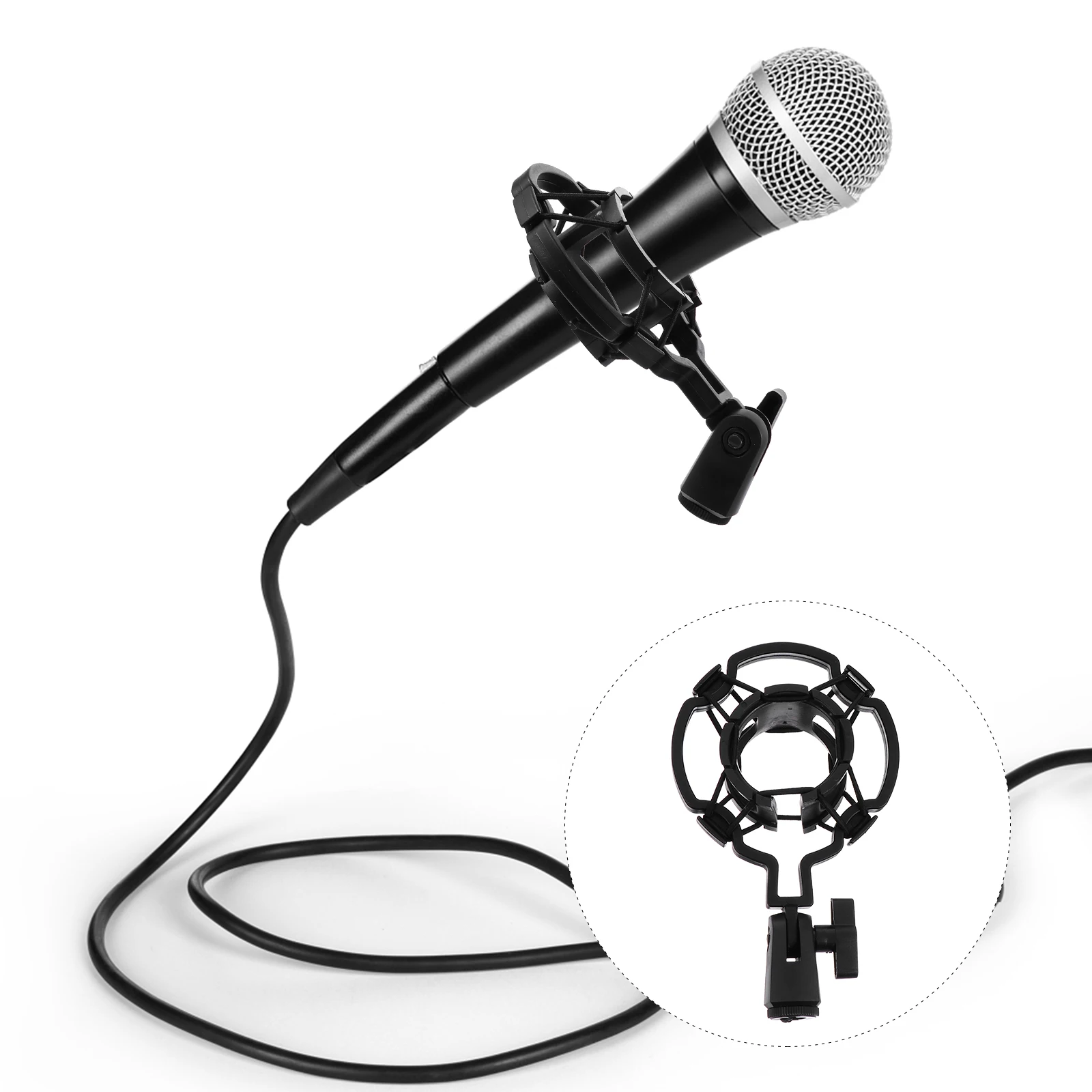 

Universal Microphone Shockmount -Vibration Suspension Clip Holder For Studio Condenser Mics Broadcasting Voice