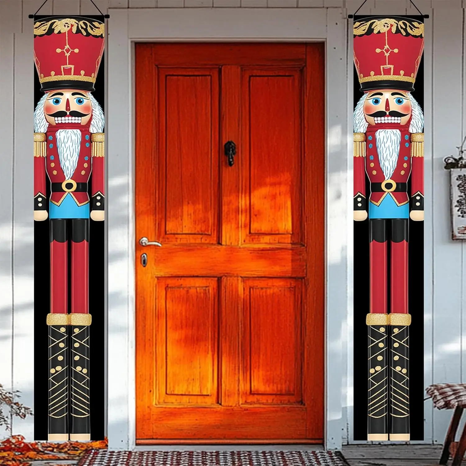 عيد الميلاد كسارة البندق الشرفة لافتات 71x12 بوصة الأحمر الجندي راية الباب زينة عطلة علامات عمودية ساحة الشتاء مرحبا بكم ل #6