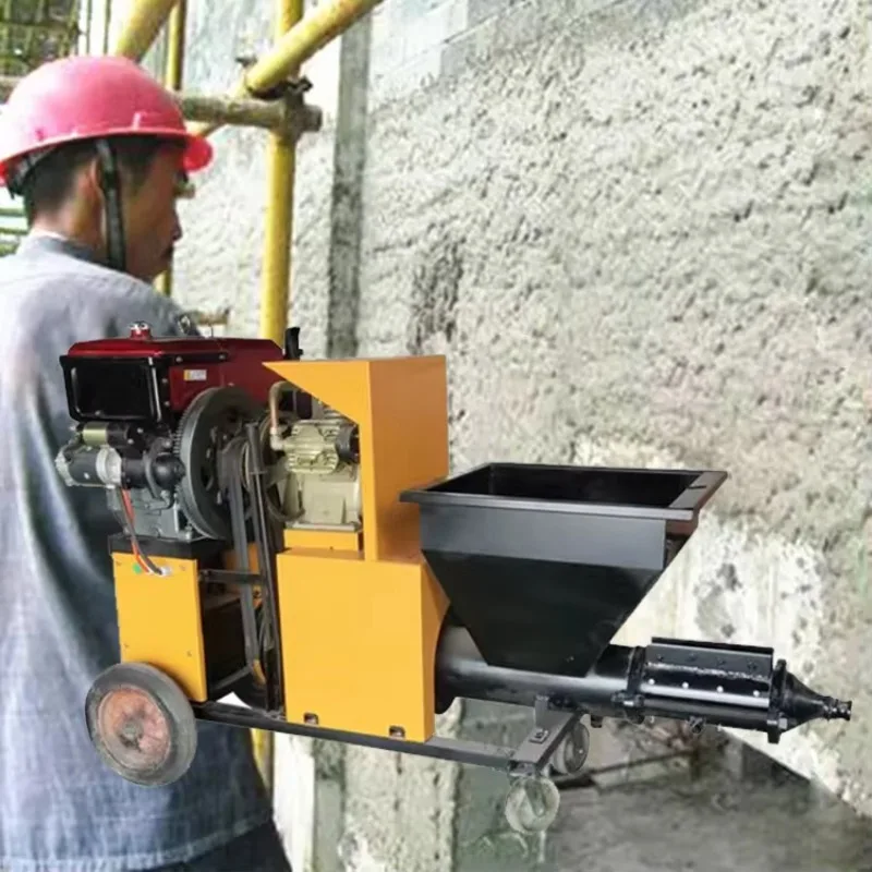 High Output Diesel Cement Mortar Spraying Plaster Machine Large Discharge New Pump Engine Motor Concrete Mortar Spray Machine