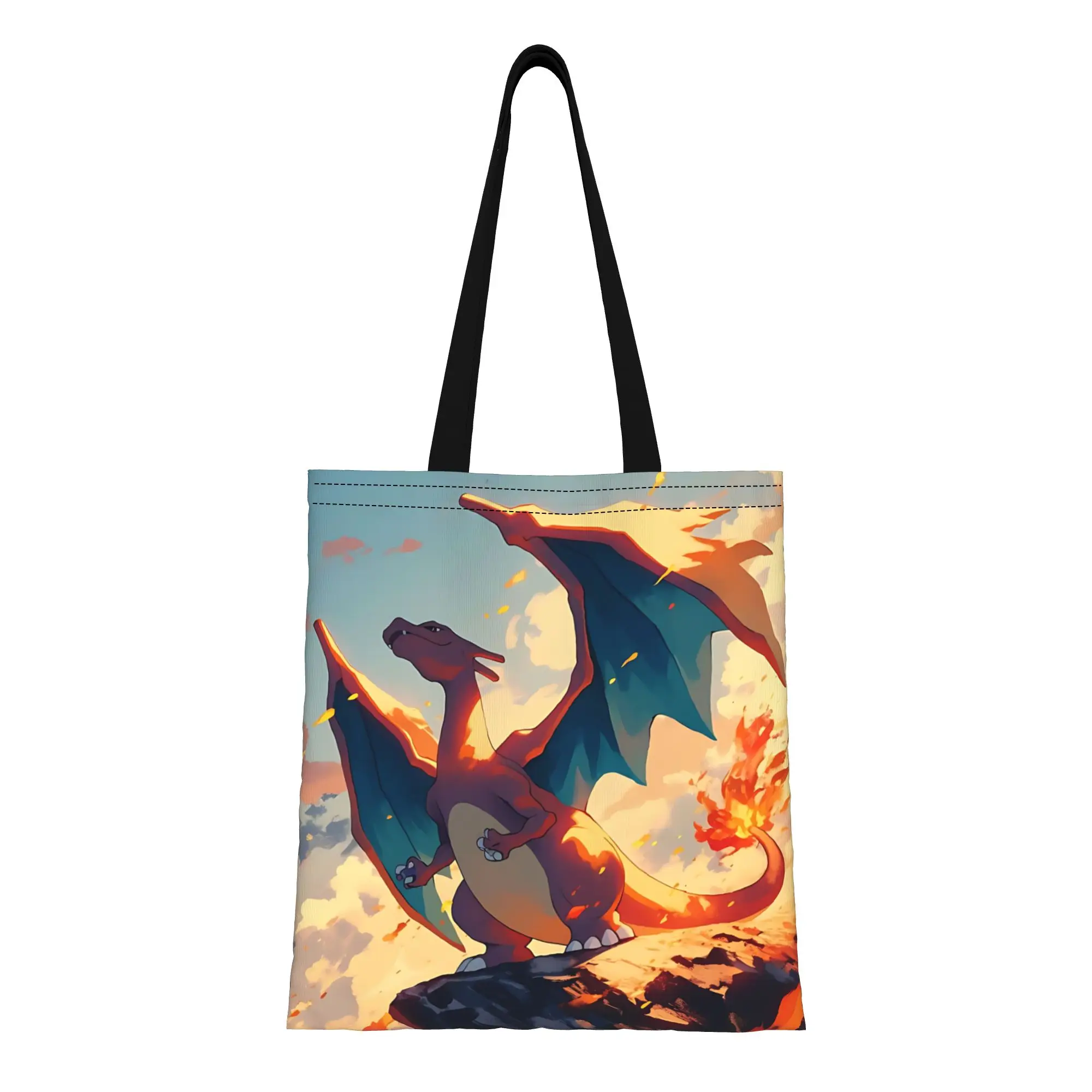 

1PC back to school charizard pokemon Canvas funko Canvas Tote Bag Women'S Shoulder Handbag