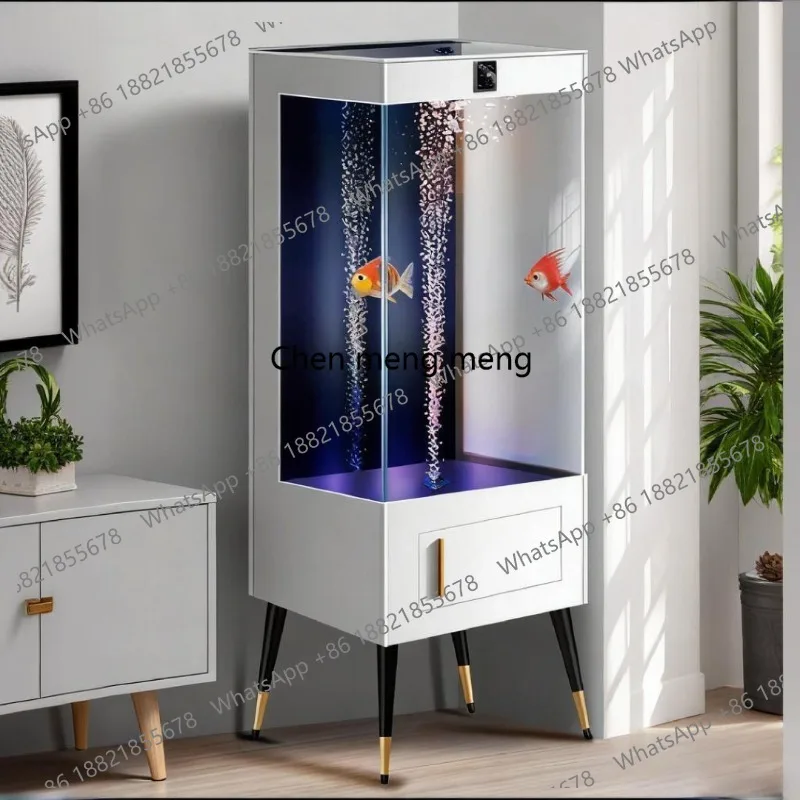 

New household ultra-white back filter wall glass goldfish tank office floor aquarium