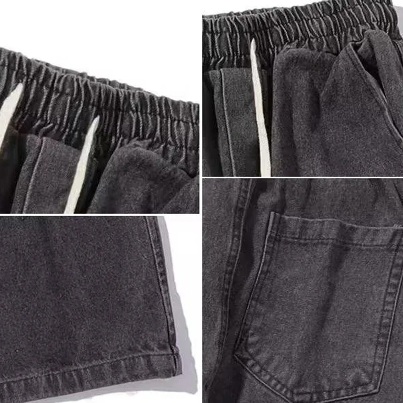 ذكر جديد غير رسمي شارع العليا بنطلون الرجال موضة الثلوج الدافئة أفخم الجينز الذكور صوف مبطن سميكة مطاطا حزام الدنيم السراويل