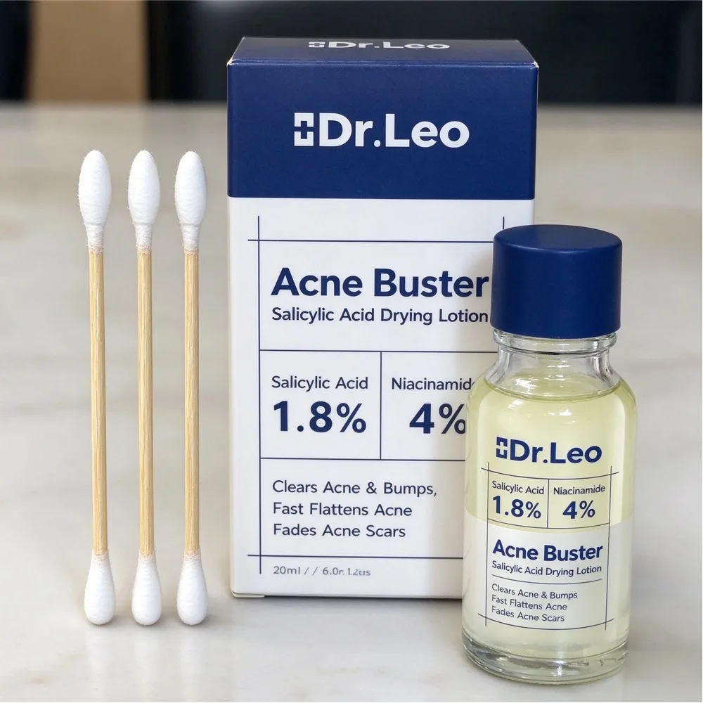 Acne Treatment Cotton Swabs Serum Brand Dr.Leo Salicylic Acid 1.8% Niacinamide 4% Face Repair Serum Acne Buster Drying Lotion