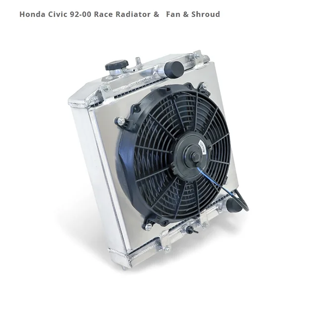 جاهز للشحن 3 صفوف 52 مم C-IVIC مشعاع مياه ألومنيوم مع كفن مروحة مناسب لسيارة Honda Civic DEL SOL EG EJ EK 92-00 #3