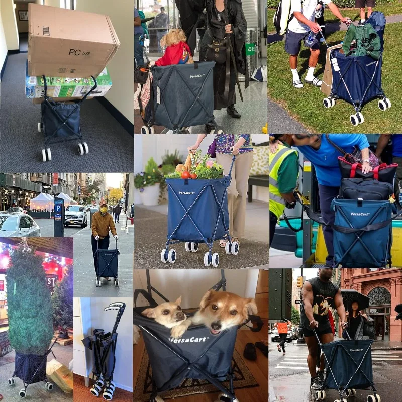 عربة التسوق والمرافق الأصلية القابلة للطي من VersaCart Transit، قماش عالي التحمل مقاوم للماء مع غطاء