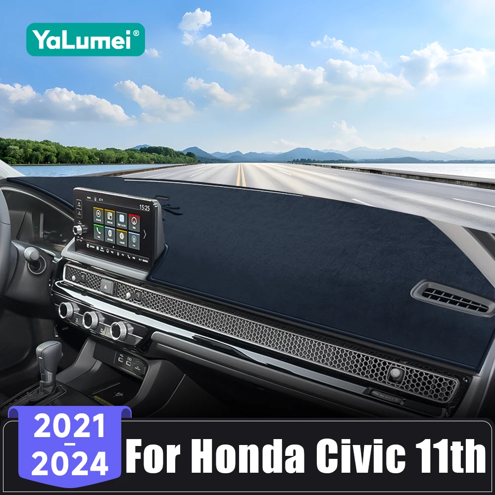 Für Honda Civic 11th Gen 2021 2022 2023 2024 Auto Dashboard Abdeckung Sonnenschutz Matte Anti-Uv Pad Instrument Panel Nicht-Slip Teppich