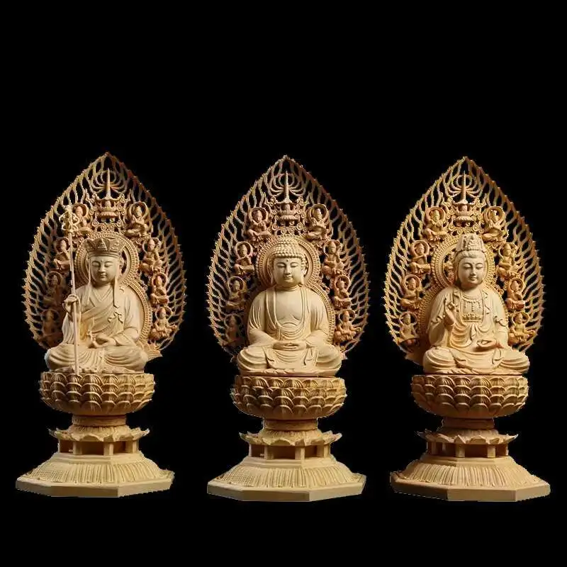 Solid Wood Large Guanyin Statue, Modern Art, Hand-carved, Chinese Buddha Statue, Home Feng Shui Decoration, 43cm
