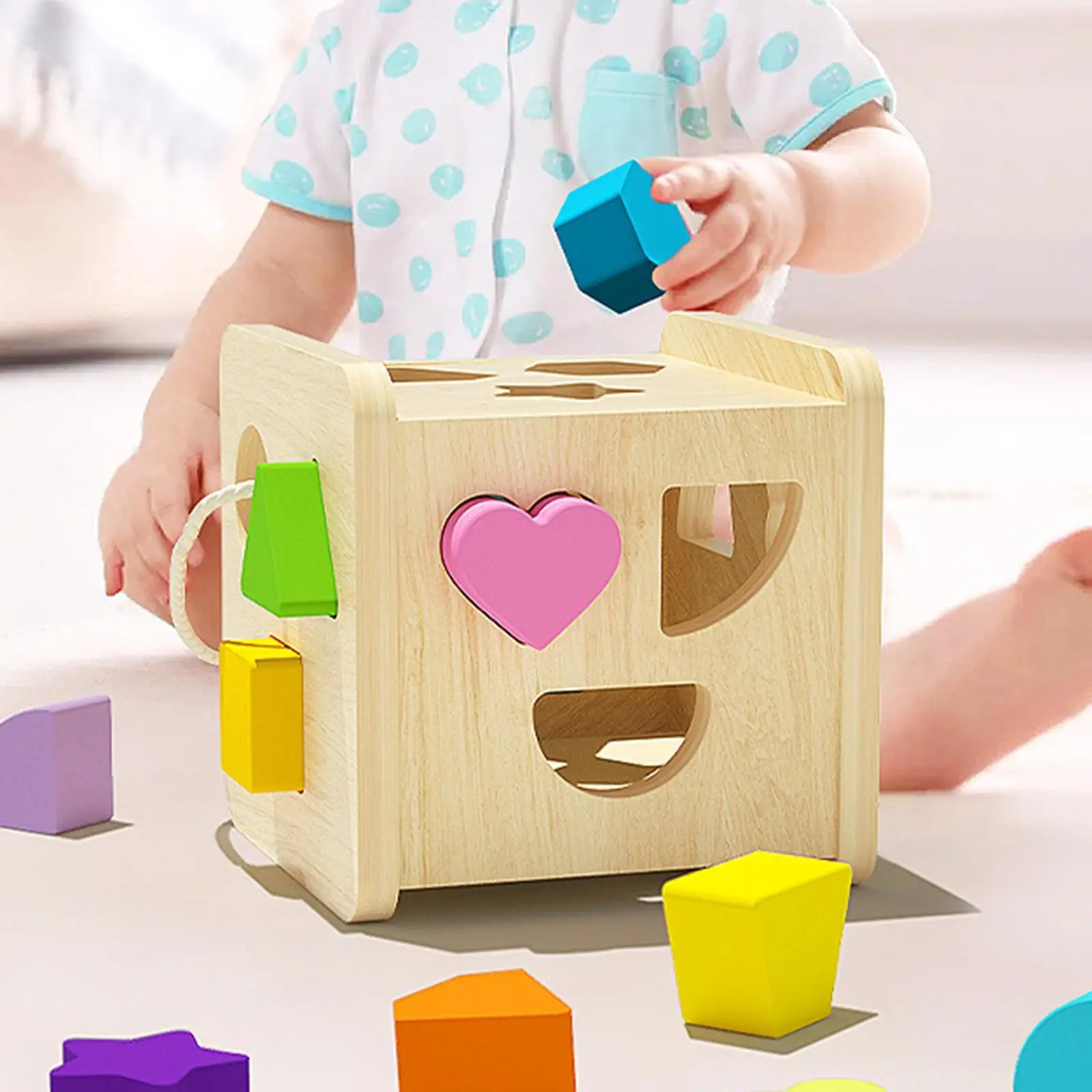 Shape Matching Toy Geometric Shape Toy Early Learning Montessori Colorful Cube Blocks Sorter for Children Party Favors Gifts