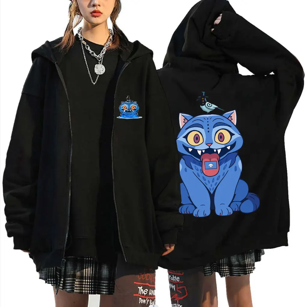 

Kpop Demon Hunters Cute Funny Derpy Tiger Zipper Hoodie Men Women Fashion Cartoon Trend Zip Up Hoodies Male Oversized Streetwear