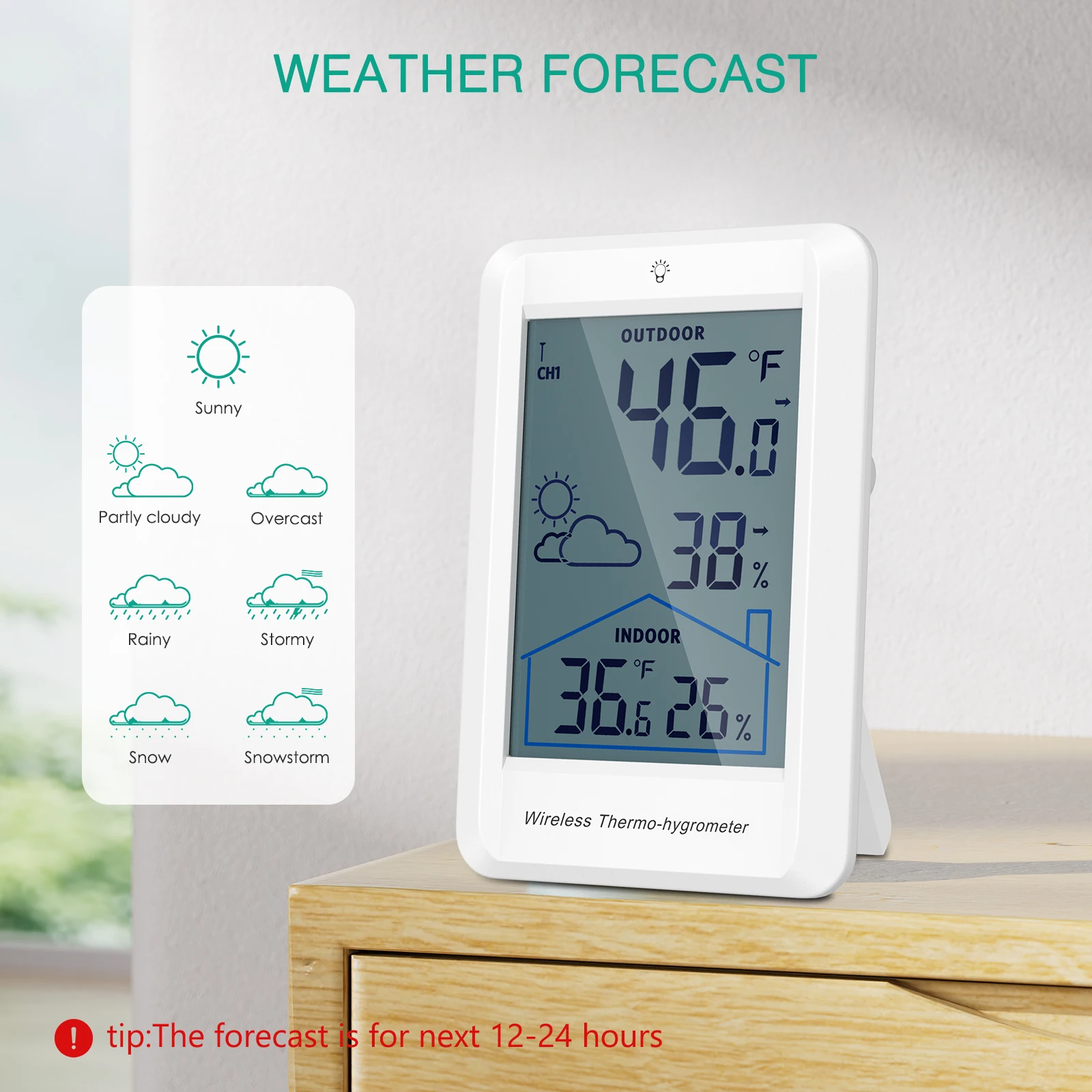 ORIA Wireless Thermometer Weather Station Digital Forecast Station Temperature Monitor Humidity for Home, Baby Room, Greenhouse