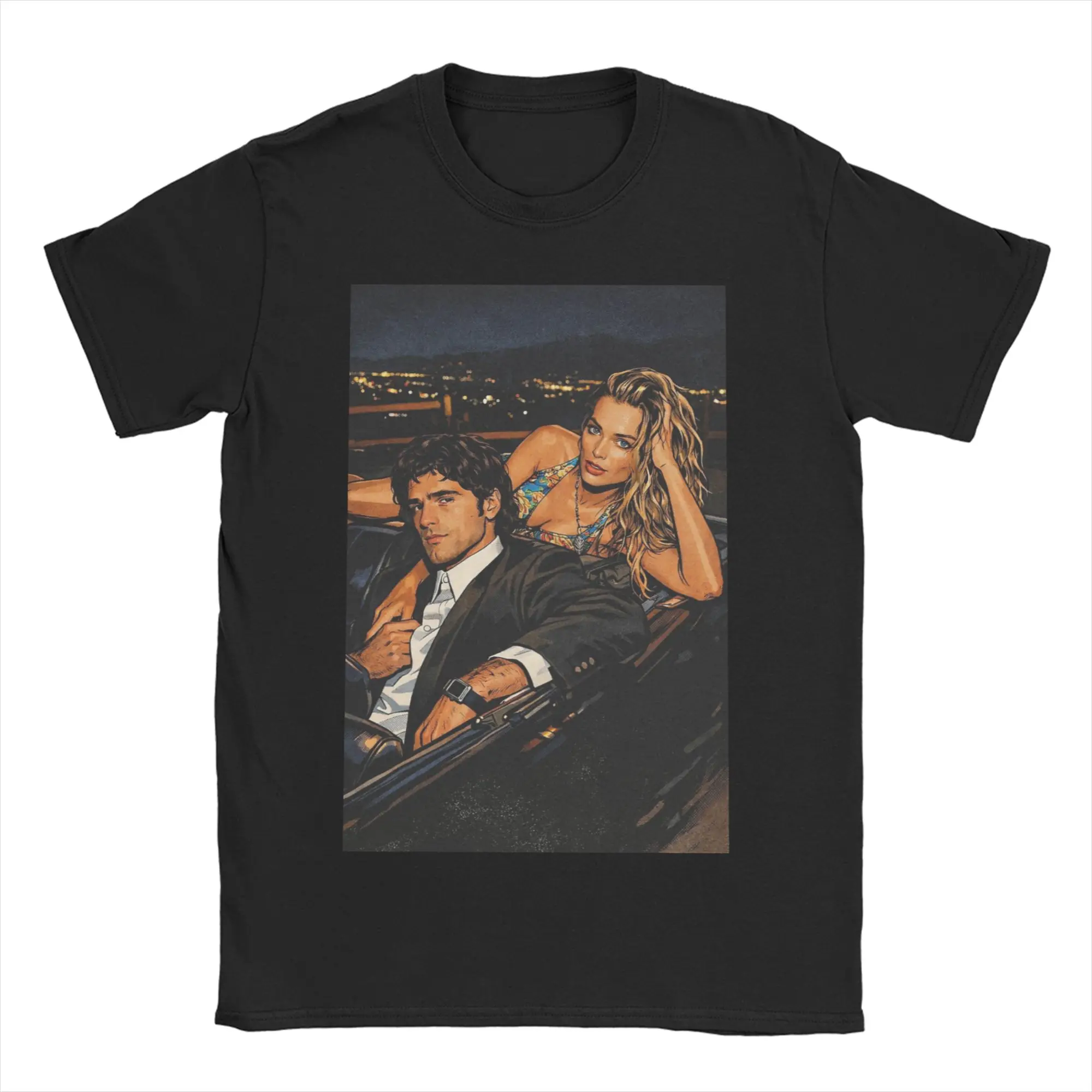 Jacob Elordi and Margot Robbie from Wuthering Heights Men T Shirt  Casual Tees O Neck T-Shirts 100% Cotton Plus Size Clothing