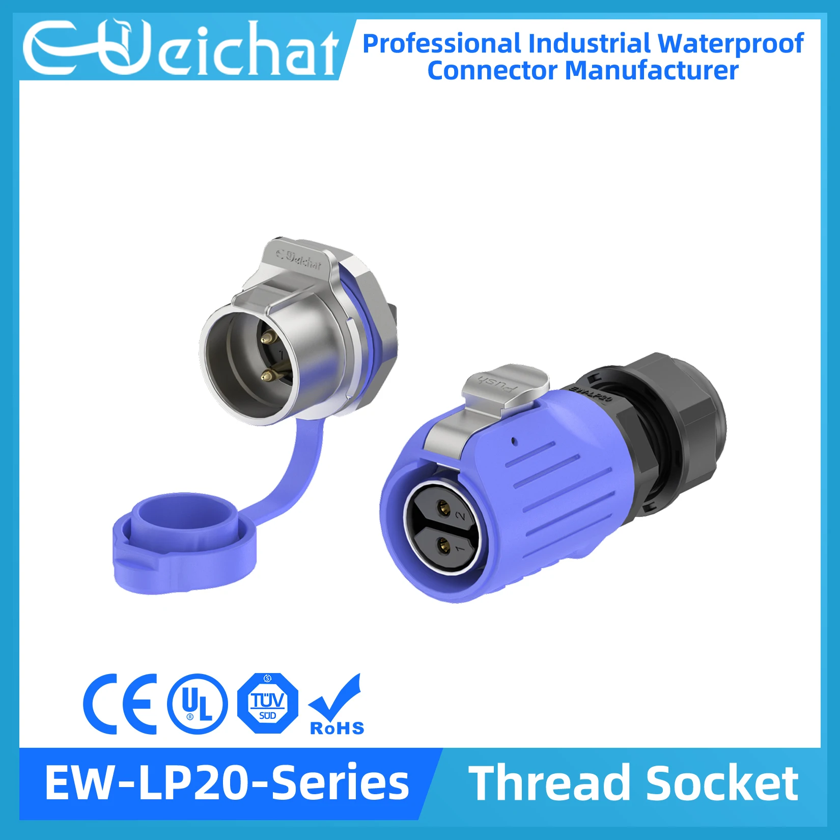 

EW-LP20 Waterproof Connector IP68 Industrial Circular Aviation Electrical Metal Shell Connector M20 2-14 Pin Thread Socket