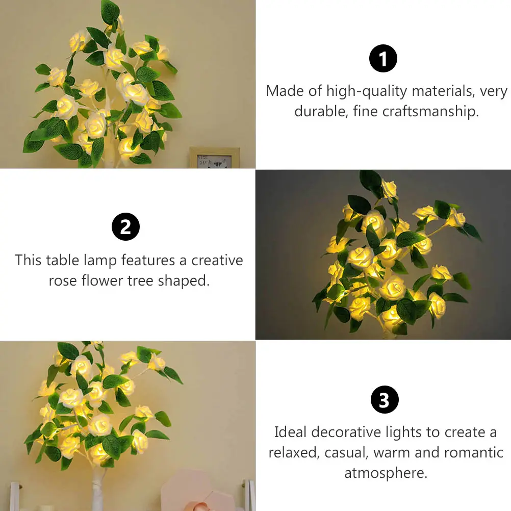 

Artificial Rose Tree Lights Desktop Lamp Indoor Beads for Decoration Night Scene Ornament