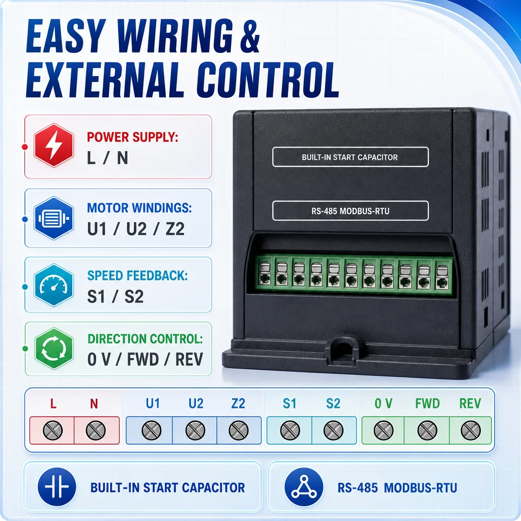 FP Series AC220V 6-250W Single Phase AC Motor Speed Controller Digital Built-In Speed Governor IP20 Protection Electronic