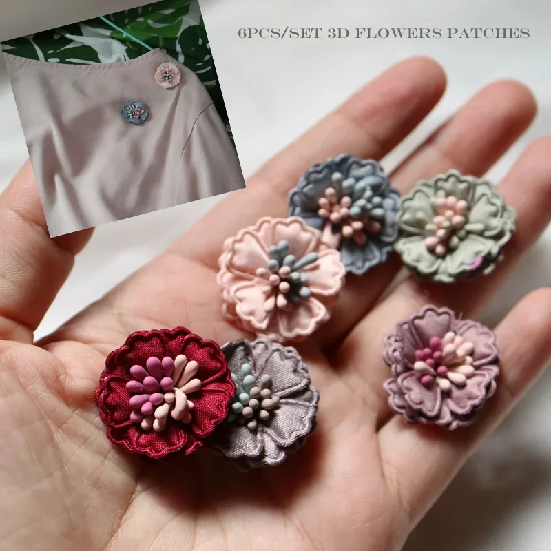6pcs/set small flower patches for clothing Sew on floral applique decorative parches appliques Embroidery applique to backpack