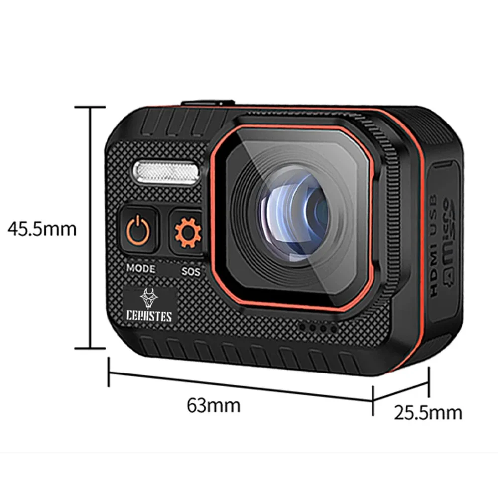 CERASTES Action Camera 4K60FPS 1/2.4″ 16MP Sensor With Remote Control Screen Waterproof up to 10m 170° Ultra-Wide