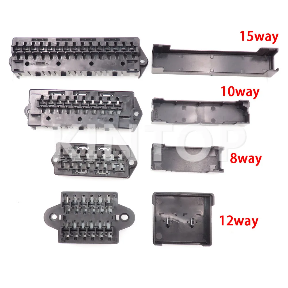 1 Set 8way 10way 12way 15way Medium Standard Automobile Circuit Fuse AC Assembly Box Middle Multiway Fuse Holder with Terminals