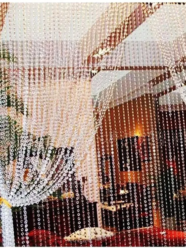 99FT Acryl Klar Kristall Perlen Diamant Girlande für Doorway Perlen String Vorhang Hochzeit Geburtstag Party Dekorationen Kunst Handwerk – Detail 6
