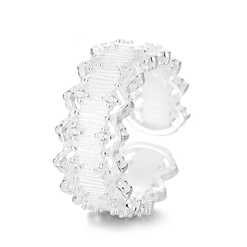 

S925 pure silver jewelry, French brushed lace lace ring, women's versatile fashion ring, light luxury bracelet