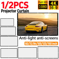 16:9 Simple Projector Curtain Anti-Light 60/72/84/100/120/150 inch Portable HD Display Screen for Home Cinema Outdoor Office