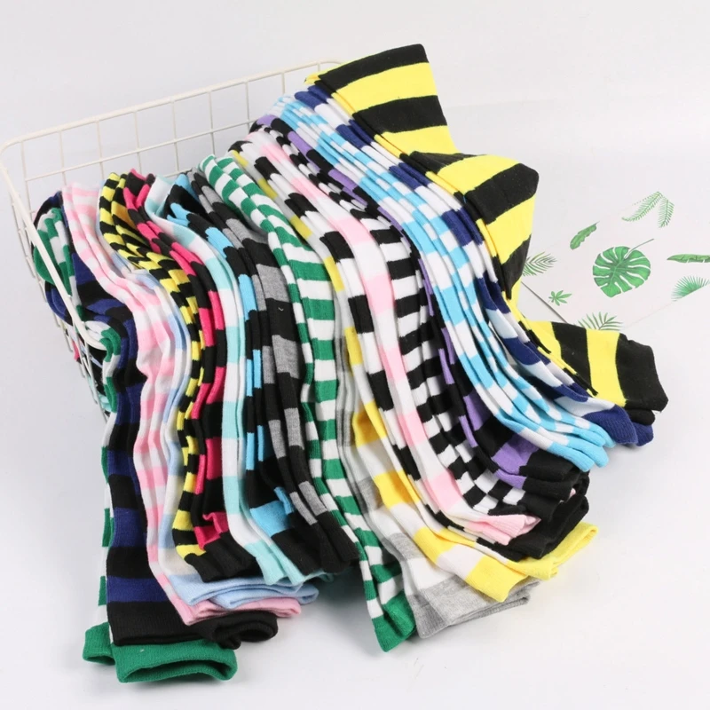 Women Striped Print Over Knee Long Socks Thigh High Stockings for Christmas Halloween Anime Cosplay Costume Accessories M6CD