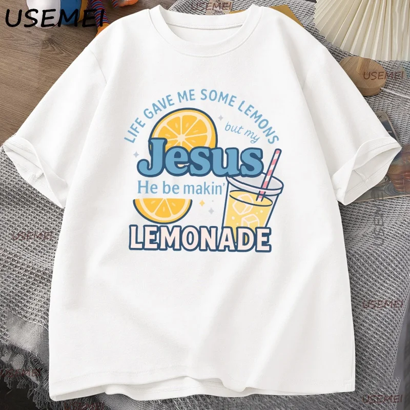 

Life Gave Me Some Lemons But My Jesus T Shirt Lemonade Tee Child of God Faith Christian Bible Verse T-shirt Men Women Clothes