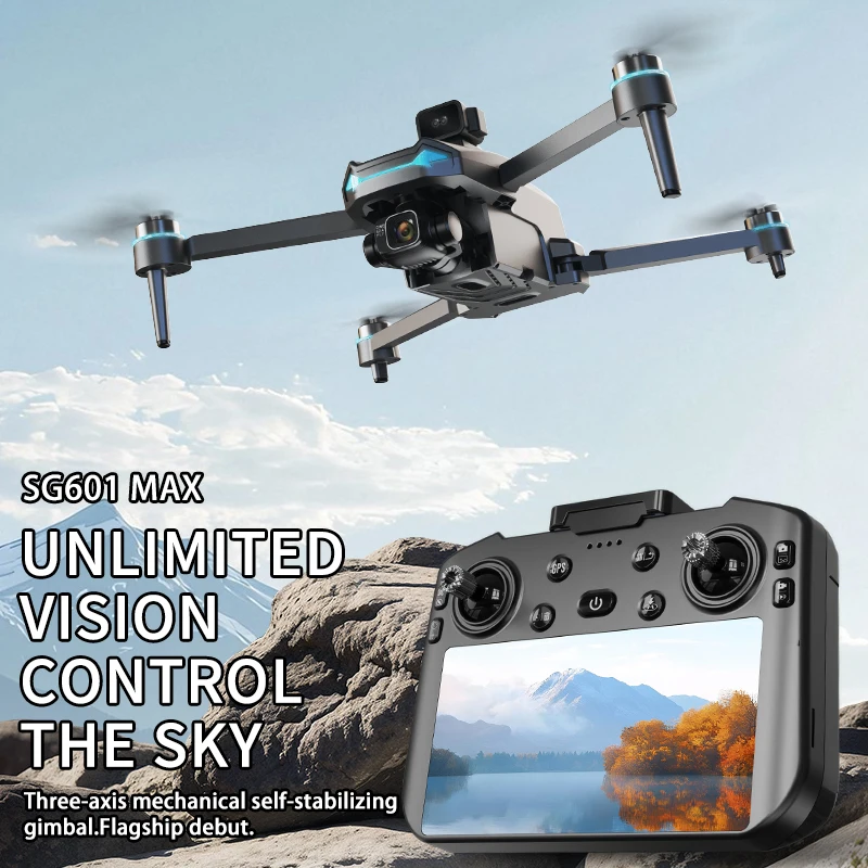 Shug601 max 5g wifi gps 64gdrone 8k câmera dupla evitar obstáculos tela grande controle remoto dobrável sem escova quadcopter brinquedo
