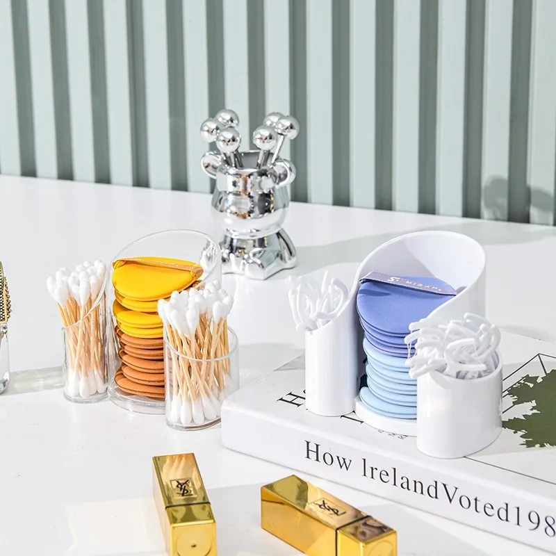 Aufbewahrungsbox für Wattepads, Make-up-Entferner, Wattestäbchenhalter, Badezimmer-Organizer für Kosmetik und Hautpflege, für runde Wattepads – Detail 5