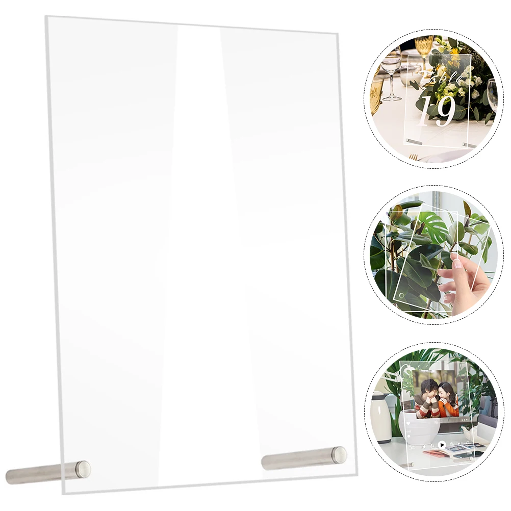 1 Set Acrylic Table Number Sign Tabletop Name Card Wedding Party Reception Holder Blank Clear Seat Stand Display Decor