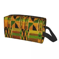 African Kente Cloth Design Makeup Bag Travel Cosmetic Organizer Fashion Traditional Africa Ethnic Pattern Storage Toiletry Bags