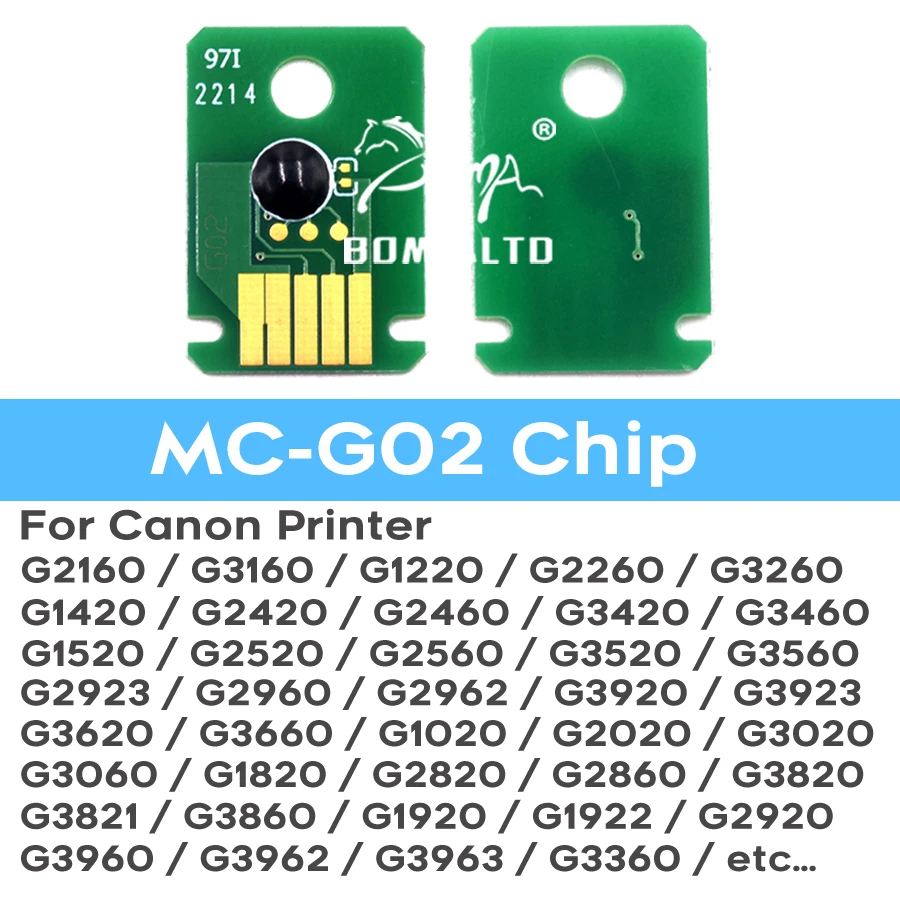 MC-G02 Maintenance Box Chip For Canon PIXMA G2160 G3160 G1220 G2260 G3260 G1420 G2420 G2460 G3420 G3460 G1520 G2520 2560 Printer