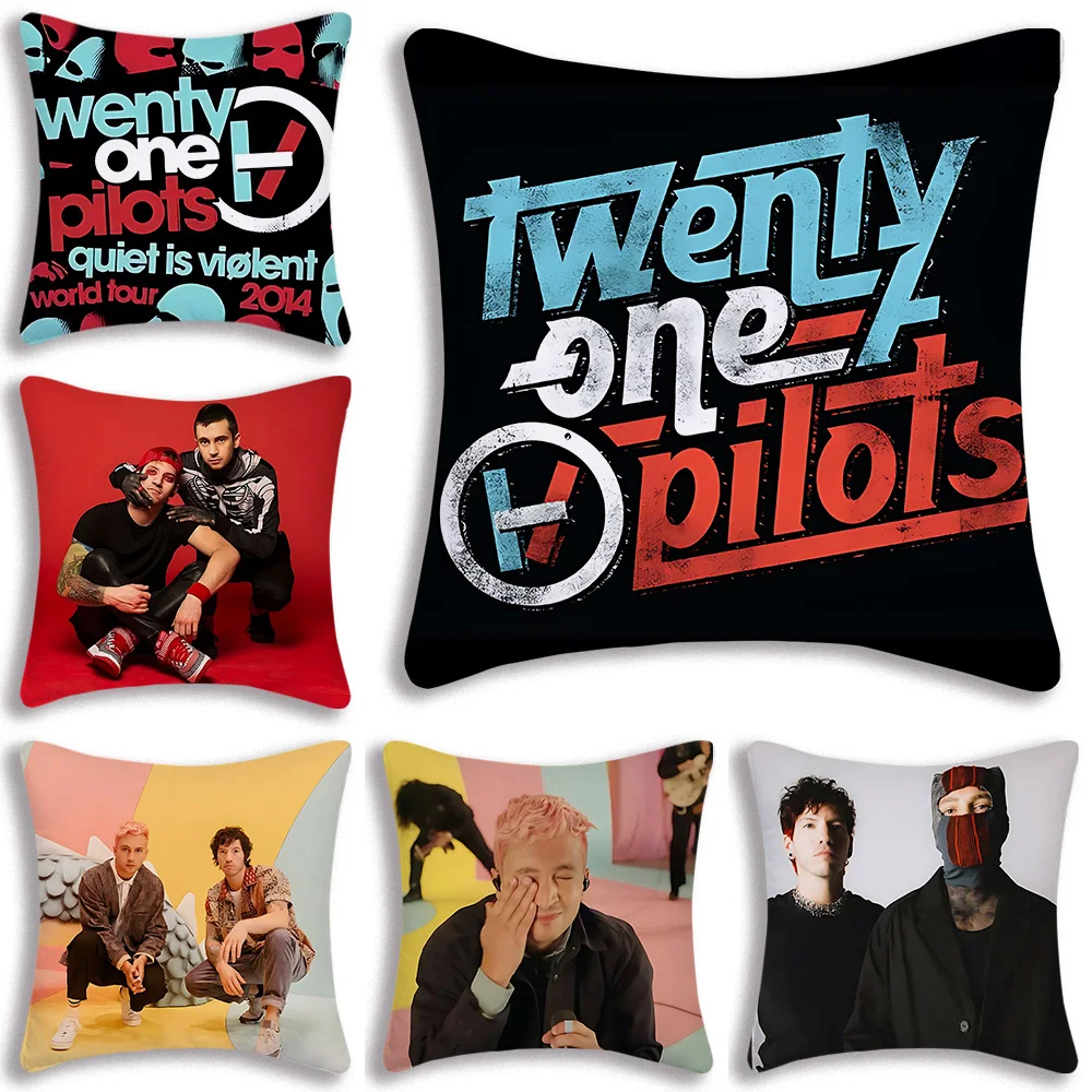 

T-Twenty One Pilots Pillow Covers Cartoon Sofa Decorative Home Double-sided Printing Short Plush Cute Cushion Cover