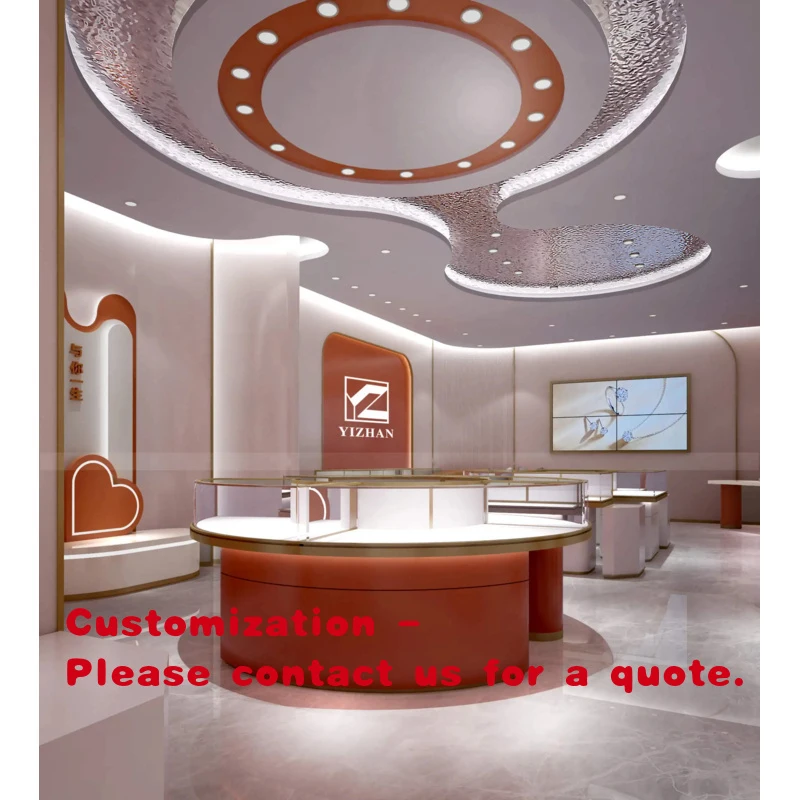 custom.Elegant Luxury Square Glass Jewelry Showcase Store Display Cabinet with Furniture Table Jewelry Stores
