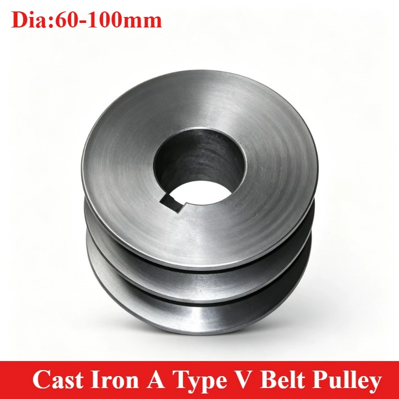 A Type Double Slot V-Belt Pulley, Cast Iron Motor Pulley 60mm 70mm 80mm 90mm 100mm, 1/2pc Industrial Power Tool Accessories