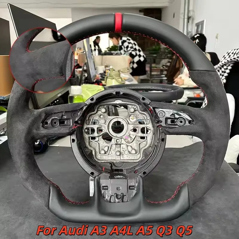 

Car Steering Wheel Carbon Fiber Custom Made Leather For Audi A3 A4L A5 Q3 Q5 Car Interior Accessories