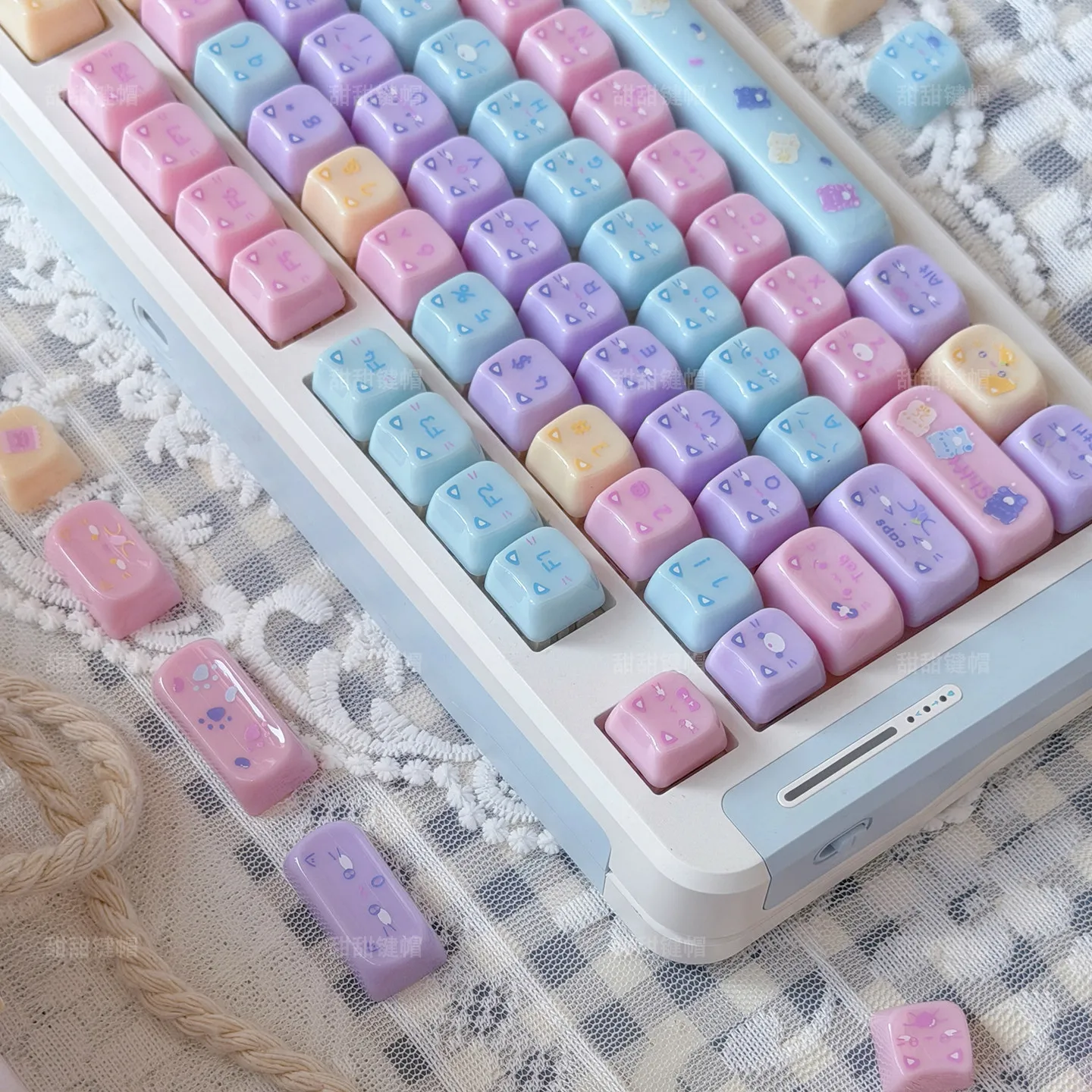 MAIMOOO Keycap Glazed Meow Pudding Cute Cat Head PC Material MAO High Keyboard Keycap Semi Transparent