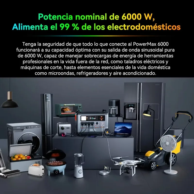 محطة طاقة محمولة Oscal PowerMax 6000 4 X AC (إجمالي 6000 وات) بطارية 3.6 كيلو وات في الساعة بنك طاقة متنقل للطوارئ للتخييم في الهواء الطلق #2