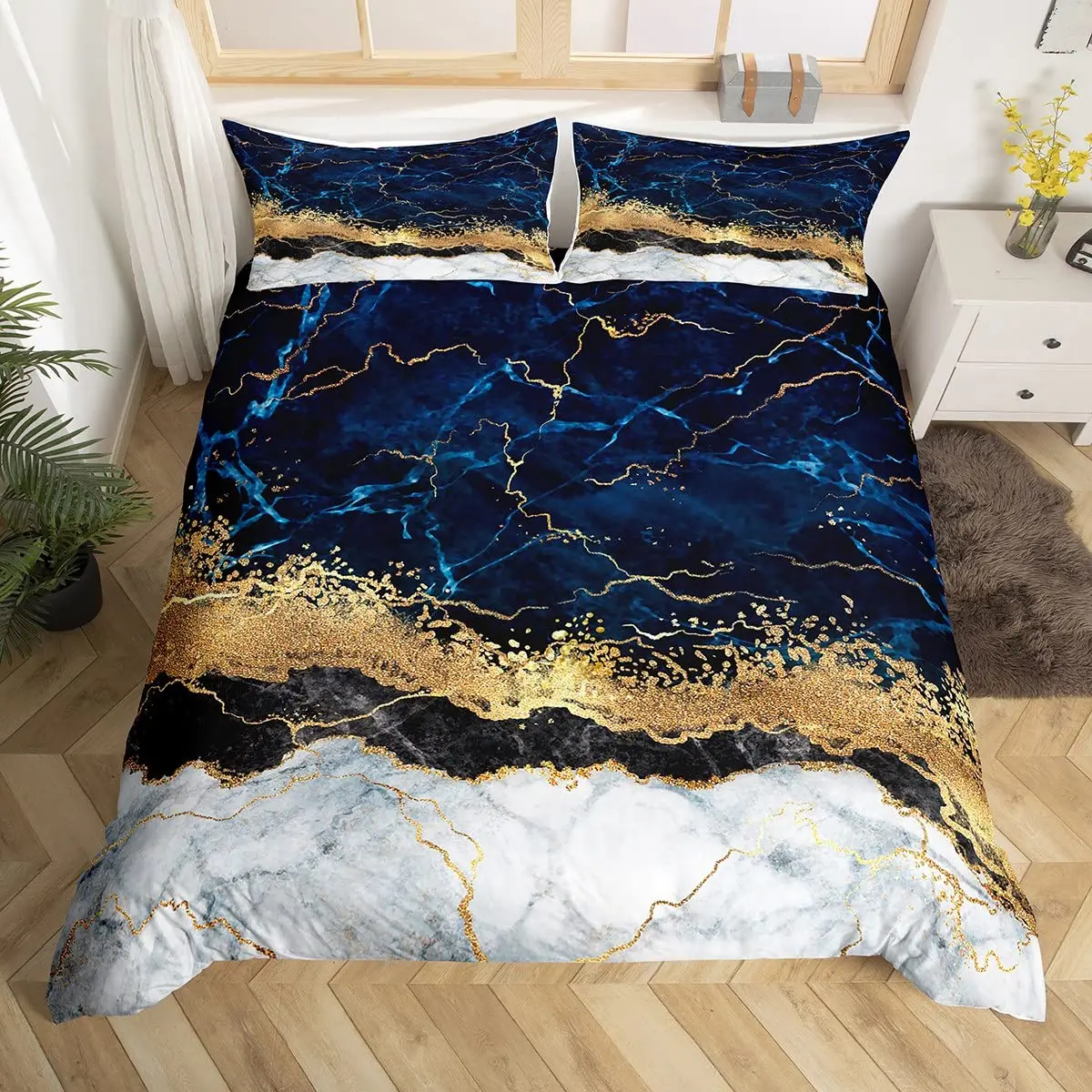 Marble Pattern Duvet Cover Set King Size Bedding Set Polyester Quilt Cover 200x200 200x220 200x230 230x230 240x220 260x220cm